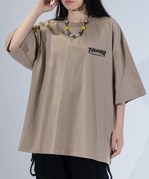 THRASHER(スラッシャー)の「【at】〔THRASHER/スラッシャー〕LOGO S/S TEE ワンポイントロゴ刺繍 ビッグシルエット Tシャツ(Tシャツ/カットソー・メンズ・グリーン/ホワイト/アッシュグレー/ベージュ/ブラック/サックスブルー/ミント・LARGE/MEDIUM)」の9枚目の写真