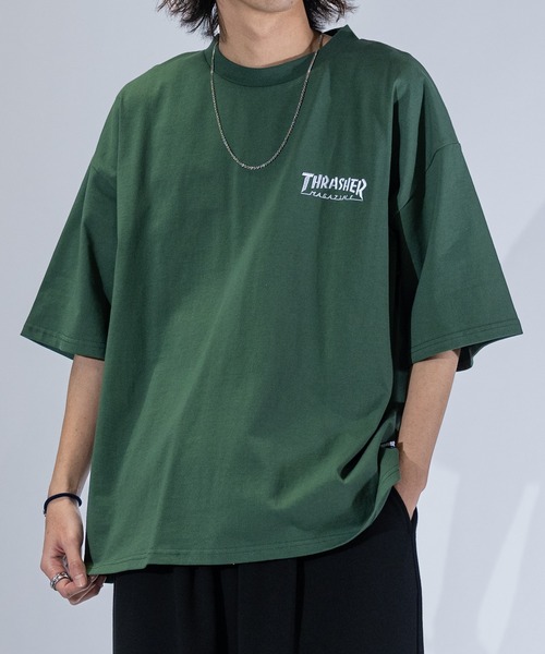 THRASHER(スラッシャー)の「【at】〔THRASHER/スラッシャー〕LOGO S/S TEE ワンポイントロゴ刺繍 ビッグシルエット Tシャツ(Tシャツ/カットソー・メンズ・グリーン/ホワイト/アッシュグレー/ベージュ/ブラック/サックスブルー/ミント・LARGE/MEDIUM)」の12枚目の写真