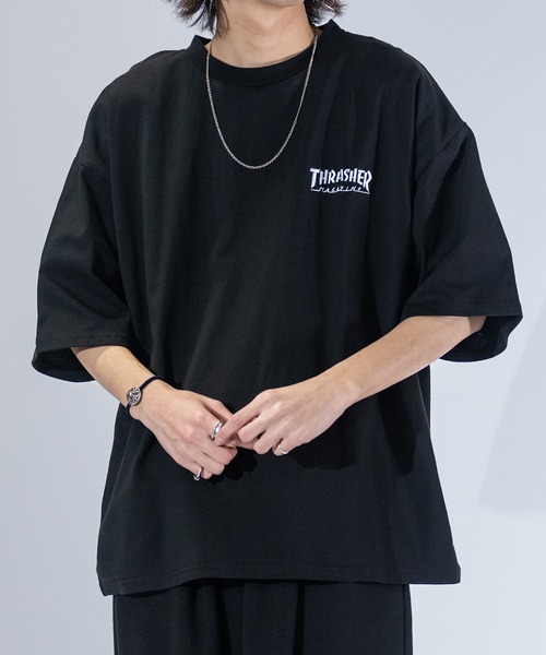 THRASHER(スラッシャー)の「【at】〔THRASHER/スラッシャー〕LOGO S/S TEE ワンポイントロゴ刺繍 ビッグシルエット Tシャツ(Tシャツ/カットソー・メンズ・グリーン/ホワイト/アッシュグレー/ベージュ/ブラック/サックスブルー/ミント・LARGE/MEDIUM)」の16枚目の写真