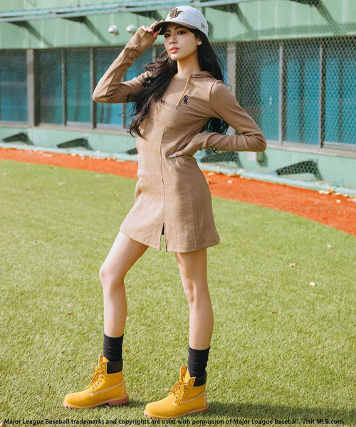 BACK TO THE FIELD(バック トゥー ザ フィールド)の「【MLB】刺しゅうロゴタイトリブフーディミニワンピース(ワンピース・レディース・ブラウン/ブラック/グレー・FREE)」の13枚目の写真