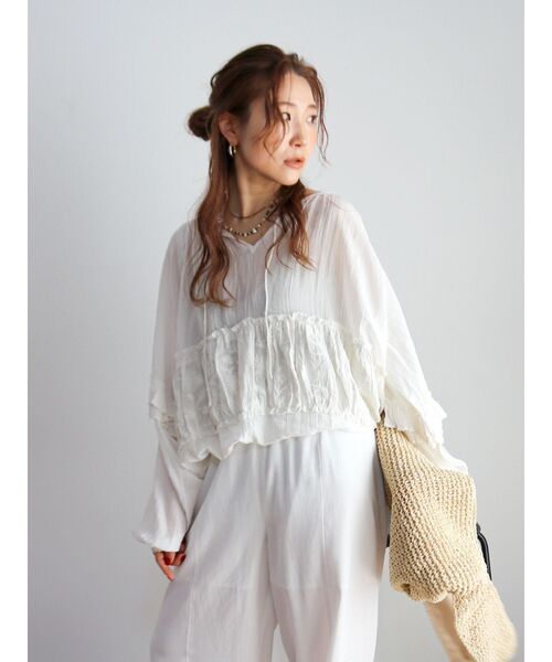 Ungrid（アングリッド）の「ビーズデザインスリーブボリュームブラウス（シャツ/ブラウス・レディース・オフホワイト/ブルー/その他1・FREE）」の15枚目の写真