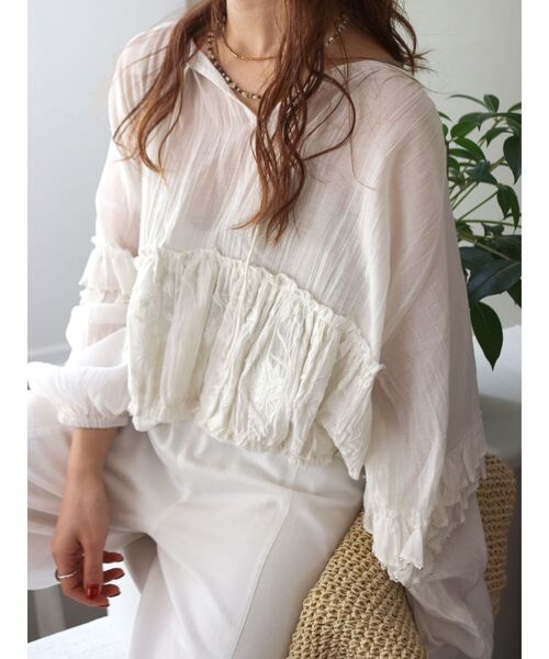 Ungrid（アングリッド）の「ビーズデザインスリーブボリュームブラウス（シャツ/ブラウス・レディース・オフホワイト/ブルー/その他1・FREE）」の10枚目の写真