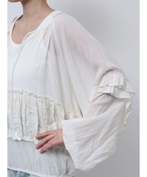 Ungrid（アングリッド）の「ビーズデザインスリーブボリュームブラウス（シャツ/ブラウス・レディース・オフホワイト/ブルー/その他1・FREE）」の4枚目の写真