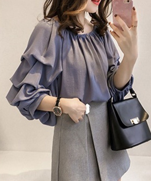 SallyLunn(サリーラン)の「タックオフショルダーブラウス(シャツ/ブラウス・レディース・ネイビー/ライトピンク/ライトベージュ・MEDIUM/LARGE)」の7枚目の写真