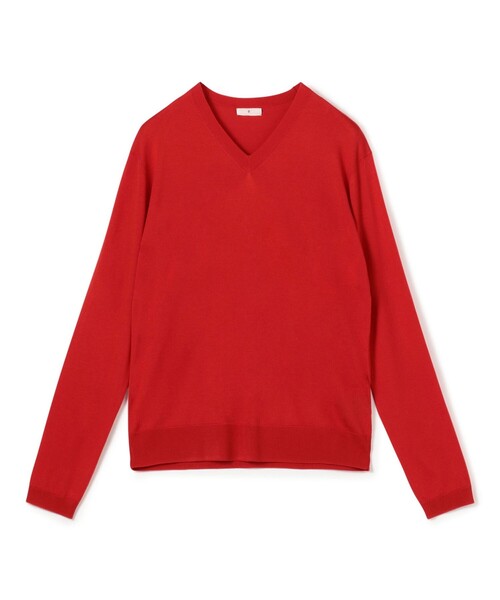 TOMORROWLAND .B（トゥモローランドビー）の「ウォッシャブルシルク Vネックプルオーバー（ニット/セーター・レディース・ネイビー/ホワイト/レッド・FREE）」の3枚目の写真