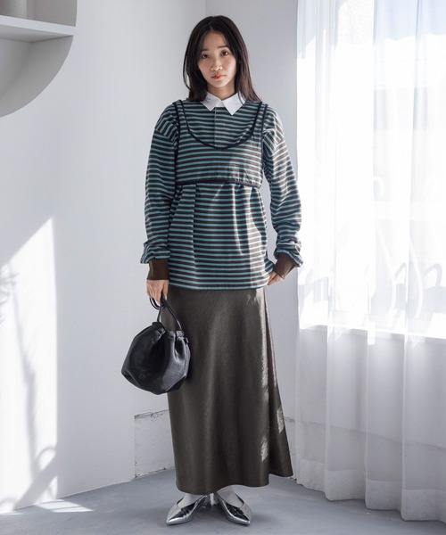 LOWRYS FARM（ローリーズファーム）の「マルチボーダー２ＰプルオーバーＬＳ　318746（Tシャツ/カットソー・レディース・ブルー/レッド・FREE）」の3枚目の写真