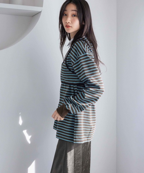LOWRYS FARM（ローリーズファーム）の「マルチボーダー２ＰプルオーバーＬＳ　318746（Tシャツ/カットソー・レディース・ブルー/レッド・FREE）」の6枚目の写真