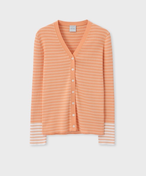 【美品】ポールスミス カーディガン オレンジ系 総柄 Lサイズ セール】Paul Smith｜ポール・スミスのカーディガン/ボレロ（オレンジ