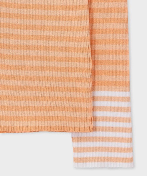 Paul Smith（ポールスミス）の「ウィメンズ リブ ボーダー カーディガン / 155223 518N（カーディガン/ボレロ・レディース・グリーン/オレンジ・MEDIUM）」の9枚目の写真