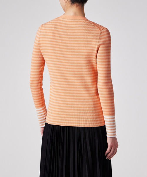 Paul Smith（ポールスミス）の「ウィメンズ リブ ボーダー カーディガン / 155223 518N（カーディガン/ボレロ・レディース・グリーン/オレンジ・MEDIUM）」の12枚目の写真