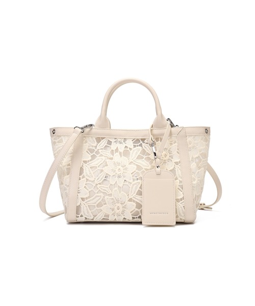 MERCURYDUO(マーキュリーデュオ)の「【MERCURYDUO/マーキュリーデュオ】ロゴ巾着&カードケース付 軽量エンブロイダリーレース 2WAYトートバッグ(トートバッグ・レディース・アイボリー/ブラック・FREE)」の5枚目の写真