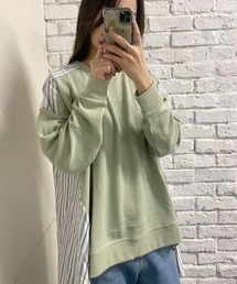 裏毛×布帛切替プルオーバー