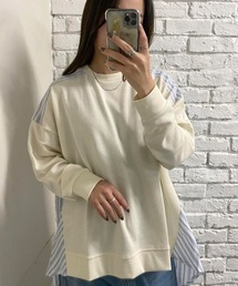 裏毛×布帛切替プルオーバー