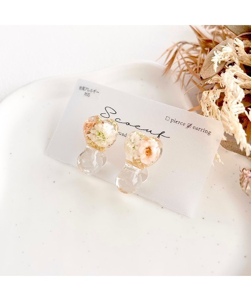 tone(トーン)の「【S.coeuf】【S.coeuf】金属アレルギー対応イヤリング フォンダンハート×かすみ草(MA)(イヤリング・レディース・パープル/ライトブルー/ブルー/オレンジ/ピンク・FREE)」の10枚目の写真