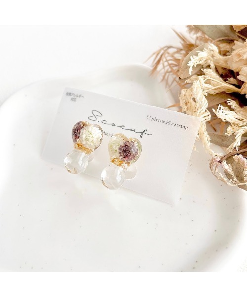 tone(トーン)の「【S.coeuf】【S.coeuf】金属アレルギー対応イヤリング フォンダンハート×かすみ草(MA)(イヤリング・レディース・パープル/ライトブルー/ブルー/オレンジ/ピンク・FREE)」の12枚目の写真