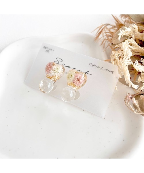 tone(トーン)の「【S.coeuf】【S.coeuf】金属アレルギー対応イヤリング フォンダンハート×かすみ草(MA)(イヤリング・レディース・パープル/ライトブルー/ブルー/オレンジ/ピンク・FREE)」の14枚目の写真