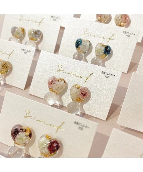 tone(トーン)の「【S.coeuf】【S.coeuf】金属アレルギー対応イヤリング フォンダンハート×かすみ草(MA)(イヤリング・レディース・パープル/ライトブルー/ブルー/オレンジ/ピンク・FREE)」の16枚目の写真
