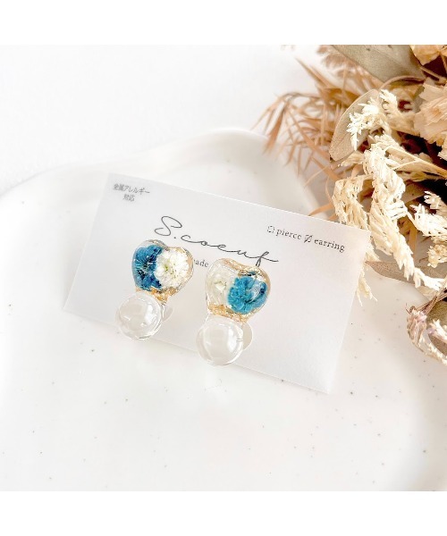 tone(トーン)の「【S.coeuf】【S.coeuf】金属アレルギー対応イヤリング フォンダンハート×かすみ草(MA)(イヤリング・レディース・パープル/ライトブルー/ブルー/オレンジ/ピンク・FREE)」の8枚目の写真