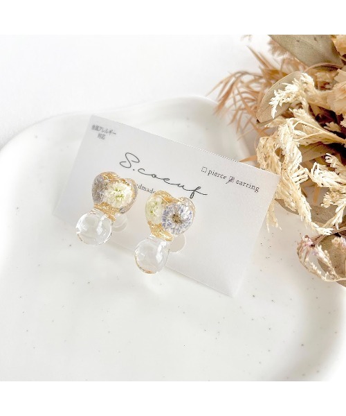 tone(トーン)の「【S.coeuf】【S.coeuf】金属アレルギー対応イヤリング フォンダンハート×かすみ草(MA)(イヤリング・レディース・パープル/ライトブルー/ブルー/オレンジ/ピンク・FREE)」の6枚目の写真