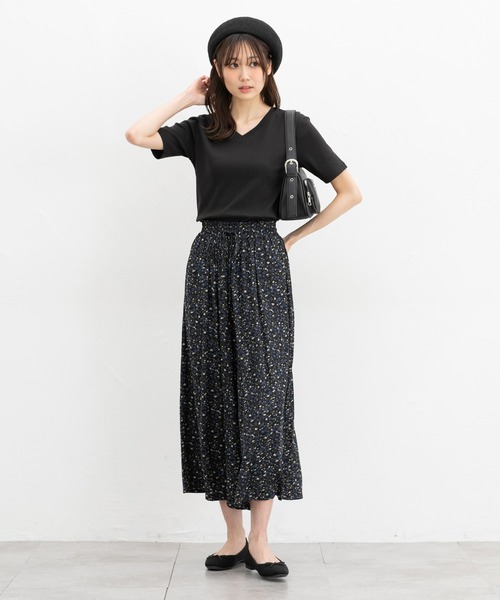 Honeys(ハニーズ)の「【UVカット】半袖オーガニックVネック(Tシャツ/カットソー・レディース・オフホワイト/ブラック・L/LL/M)」の7枚目の写真