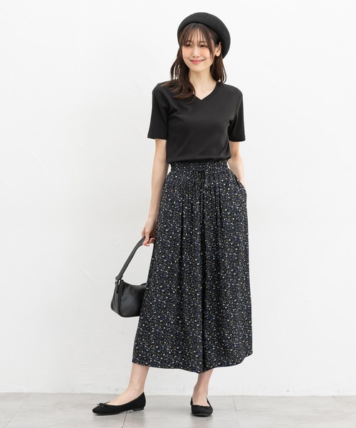 Honeys(ハニーズ)の「【UVカット】半袖オーガニックVネック(Tシャツ/カットソー・レディース・オフホワイト/ブラック・L/LL/M)」の8枚目の写真