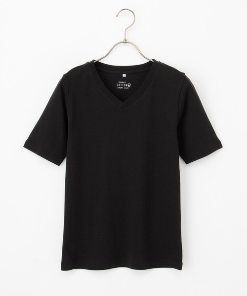 Honeys(ハニーズ)の「【UVカット】半袖オーガニックVネック(Tシャツ/カットソー・レディース・オフホワイト/ブラック・L/LL/M)」の13枚目の写真