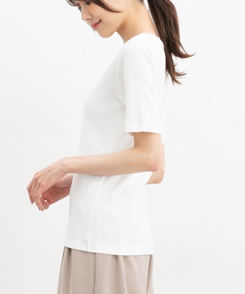 Honeys(ハニーズ)の「【UVカット】半袖オーガニックVネック(Tシャツ/カットソー・レディース・オフホワイト/ブラック・L/LL/M)」の15枚目の写真