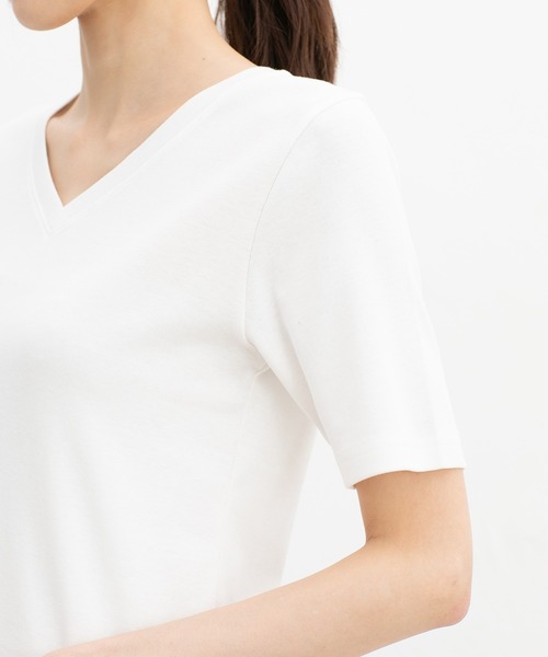 Honeys(ハニーズ)の「【UVカット】半袖オーガニックVネック(Tシャツ/カットソー・レディース・オフホワイト/ブラック・L/LL/M)」の18枚目の写真