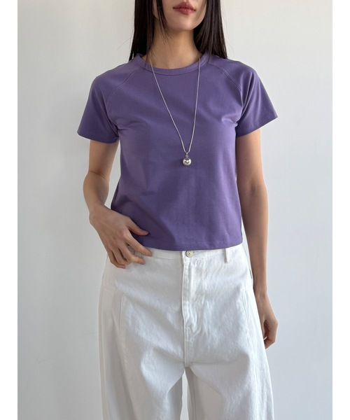 Didot.showroom(ディドット ショールーム)の「ラグランクロップT(Tシャツ/カットソー・レディース・パープル/ブラウン/アイボリー/ブラック/イエロー系その他/ヘザーグレー・FREE)」の1枚目の写真