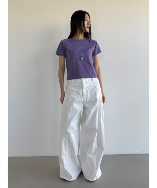 Didot.showroom(ディドット ショールーム)の「ラグランクロップT(Tシャツ/カットソー・レディース・パープル/ブラウン/アイボリー/ブラック/イエロー系その他/ヘザーグレー・FREE)」の8枚目の写真