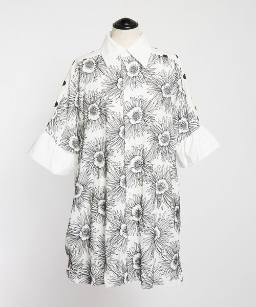 gomme（ゴム）の「フラワーエンブロ　スクエアブラウス2（シャツ/ブラウス・レディース・ブラック/ホワイト・MEDIUM）」の18枚目の写真