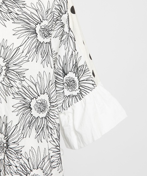 gomme（ゴム）の「フラワーエンブロ　スクエアブラウス2（シャツ/ブラウス・レディース・ブラック/ホワイト・MEDIUM）」の19枚目の写真