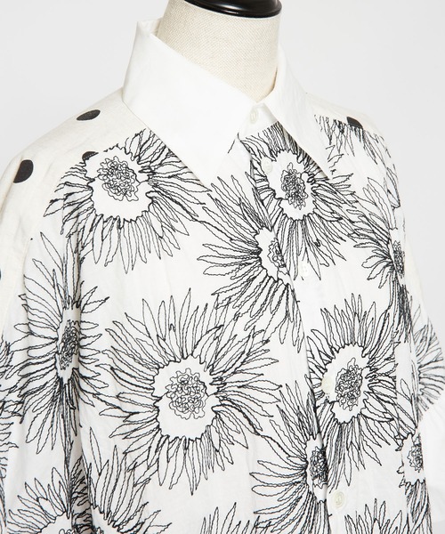 gomme（ゴム）の「フラワーエンブロ　スクエアブラウス2（シャツ/ブラウス・レディース・ブラック/ホワイト・MEDIUM）」の21枚目の写真