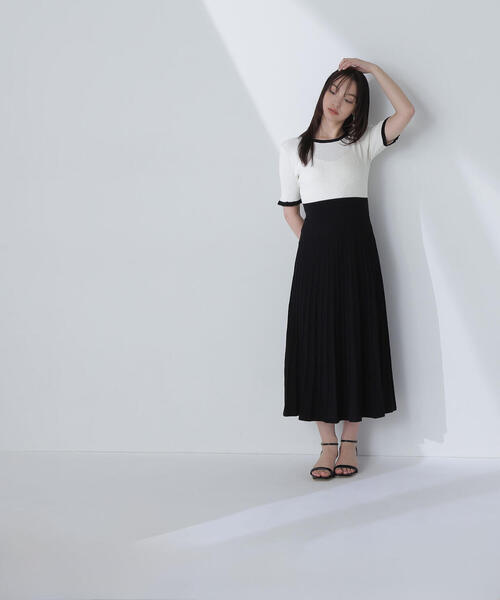 【CHICLINE】★ビーマイ配色カラークラシックニットワンピース★ CHICLINE】☆ビーマイ配色カラークラシックニットワンピース