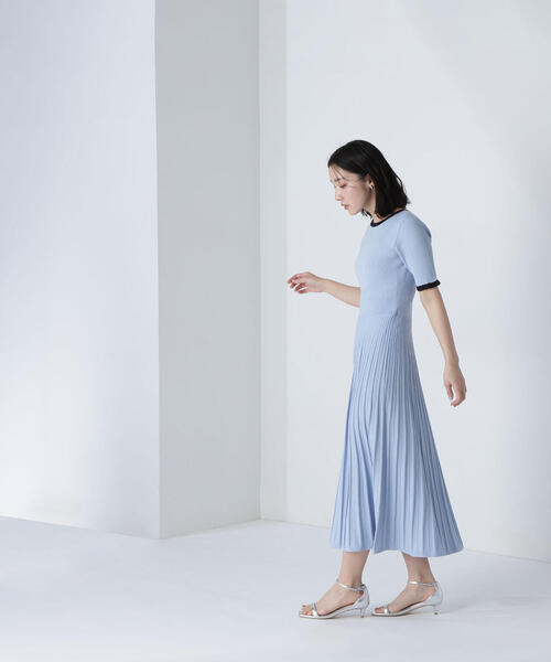 レディース バイカラー ニット ドレス Bi color knit dress バイカラー