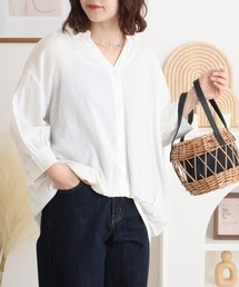 mitis（ミティス）の「mitis レーヨン綿麻　Vネックスキッパーブラウス（シャツ/ブラウス）」