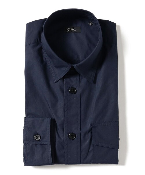 BRILLA per il gusto（ブリッラペルイルグースト）の「コットンタイプライター ダブルポケット オーバーシャツ（シャツ/ブラウス・メンズ・ネイビー/ナチュラル/ベージュ・S/M/XL/L）」の12枚目の写真