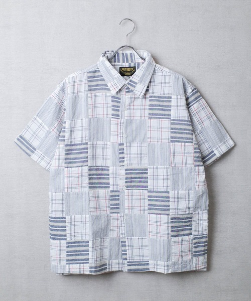 INNOCENT(イノセント)の「【T9】【UNIVERD72/ユニバード72】MADRAS PATCH WORK S/S SHIRTS マドラス パッチワーク ショートスリーブ シャツ 41045(シャツ/ブラウス・メンズ・レッド/グリーン/ブルー/ナチュラル・MEDIUM/LARGE/X-LARGE)」の2枚目の写真