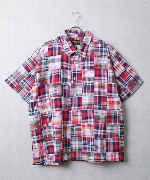INNOCENT(イノセント)の「【T9】【UNIVERD72/ユニバード72】MADRAS PATCH WORK S/S SHIRTS マドラス パッチワーク ショートスリーブ シャツ 41045(シャツ/ブラウス・メンズ・レッド/グリーン/ブルー/ナチュラル・MEDIUM/LARGE/X-LARGE)」の1枚目の写真