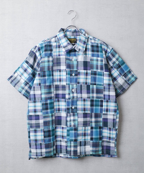 INNOCENT(イノセント)の「【T9】【UNIVERD72/ユニバード72】MADRAS PATCH WORK S/S SHIRTS マドラス パッチワーク ショートスリーブ シャツ 41045(シャツ/ブラウス・メンズ・レッド/グリーン/ブルー/ナチュラル・MEDIUM/LARGE/X-LARGE)」の4枚目の写真