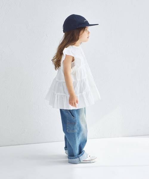 pairmanon（ペアマノン）の「【綿100%】【リンクコーデ】ティアード コットン チュニック キッズサイズ（チュニック・キッズ・ブラック/ホワイト/グリーン系その他・90/120/130/150/140/100/110）」の9枚目の写真