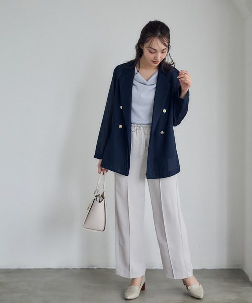12Twelve Agenda（トゥエルブ　アジェンダ）の「メッシュダブルジャケット（テーラードジャケット・レディース・グレイッシュベージュ/ネイビー/ブラウン/ブラック・M）」の8枚目の写真