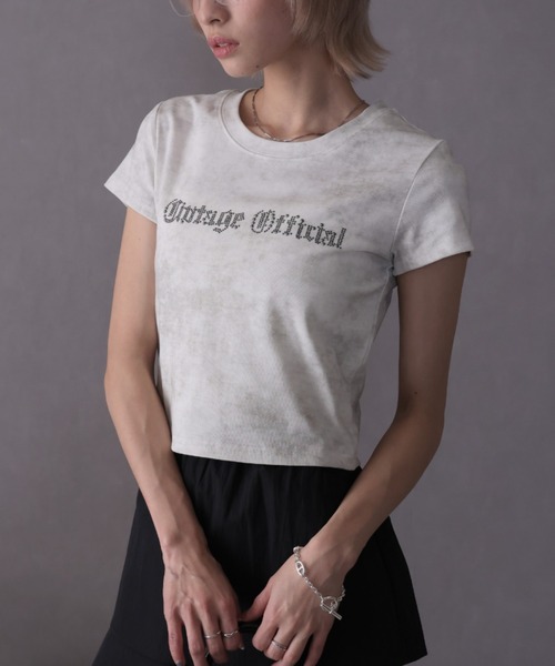Ulysses(ユリシス)の「スタッズ付きロゴTシャツ(Tシャツ/カットソー・レディース・ホワイト/ベージュ/グレー・F)」の2枚目の写真