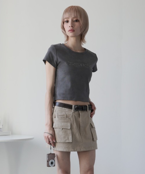 Ulysses(ユリシス)の「スタッズ付きロゴTシャツ(Tシャツ/カットソー・レディース・ホワイト/ベージュ/グレー・F)」の19枚目の写真