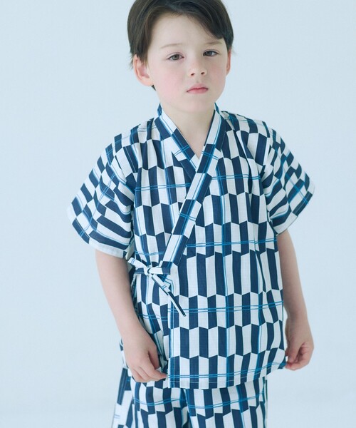 green label relaxing（グリーンレーベルリラクシング）の「甚平 モダン幾何学 チェック/ キッズ（浴衣・キッズ・ブラウン/ネイビー・S/M/L）」の17枚目の写真