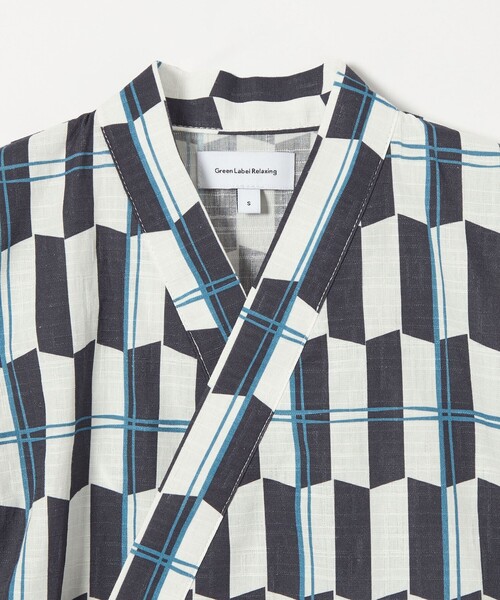 green label relaxing（グリーンレーベルリラクシング）の「甚平 モダン幾何学 チェック/ キッズ（浴衣・キッズ・ブラウン/ネイビー・S/M/L）」の7枚目の写真