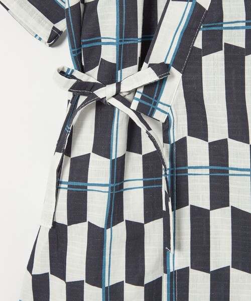 green label relaxing（グリーンレーベルリラクシング）の「甚平 モダン幾何学 チェック/ キッズ（浴衣・キッズ・ブラウン/ネイビー・S/M/L）」の10枚目の写真