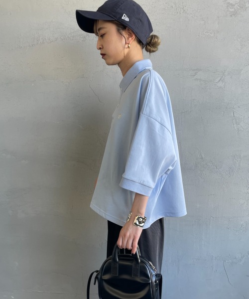 GYMPHLEX/ジムフレックス] ポロカラー ドルマンスリーブ プルオーバー