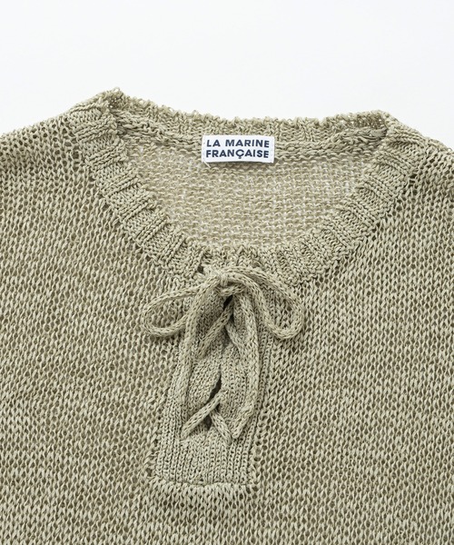 LA MARINE FRANCAISE(マリン フランセーズ)の「テープヤーンレースアッププルオーバー(ニット/セーター・レディース・レッド/ベージュ/ブルー・FREE)」の8枚目の写真
