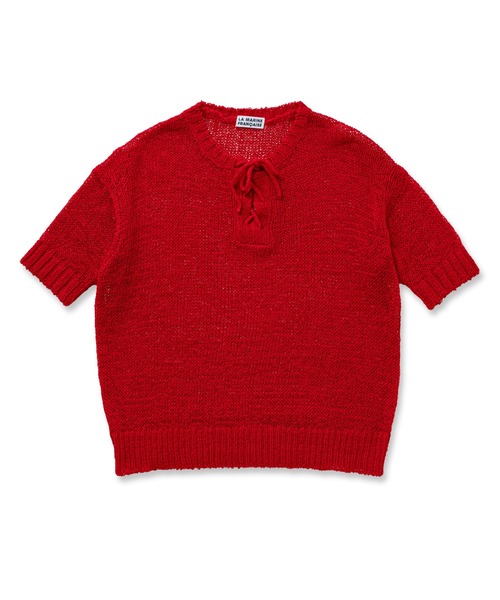 LA MARINE FRANCAISE(マリン フランセーズ)の「テープヤーンレースアッププルオーバー(ニット/セーター・レディース・レッド/ベージュ/ブルー・FREE)」の6枚目の写真